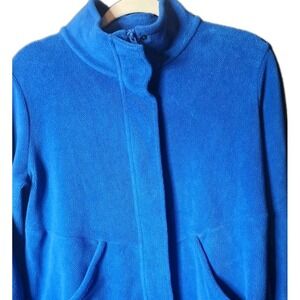 Talbots Size Large Royal Blue Fleece Jacket Snap Full Zip GUC